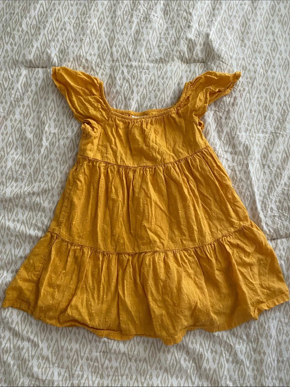 jumping beans Mustard Yellow Tiered Flutter-Sleeve Dress